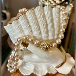 Exquisite Nolan Miller 18" Pearls with Pave Egg Clasp